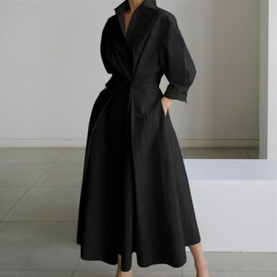Vivienne | Women's Cotton Collared Shirt Maxi Dress