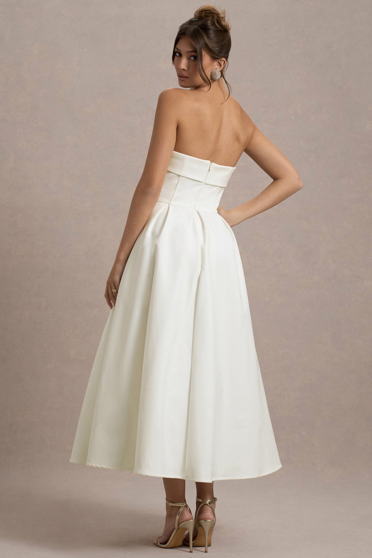 ANNE | Stylish Midi Dress with Off-the-Shoulder Neckline