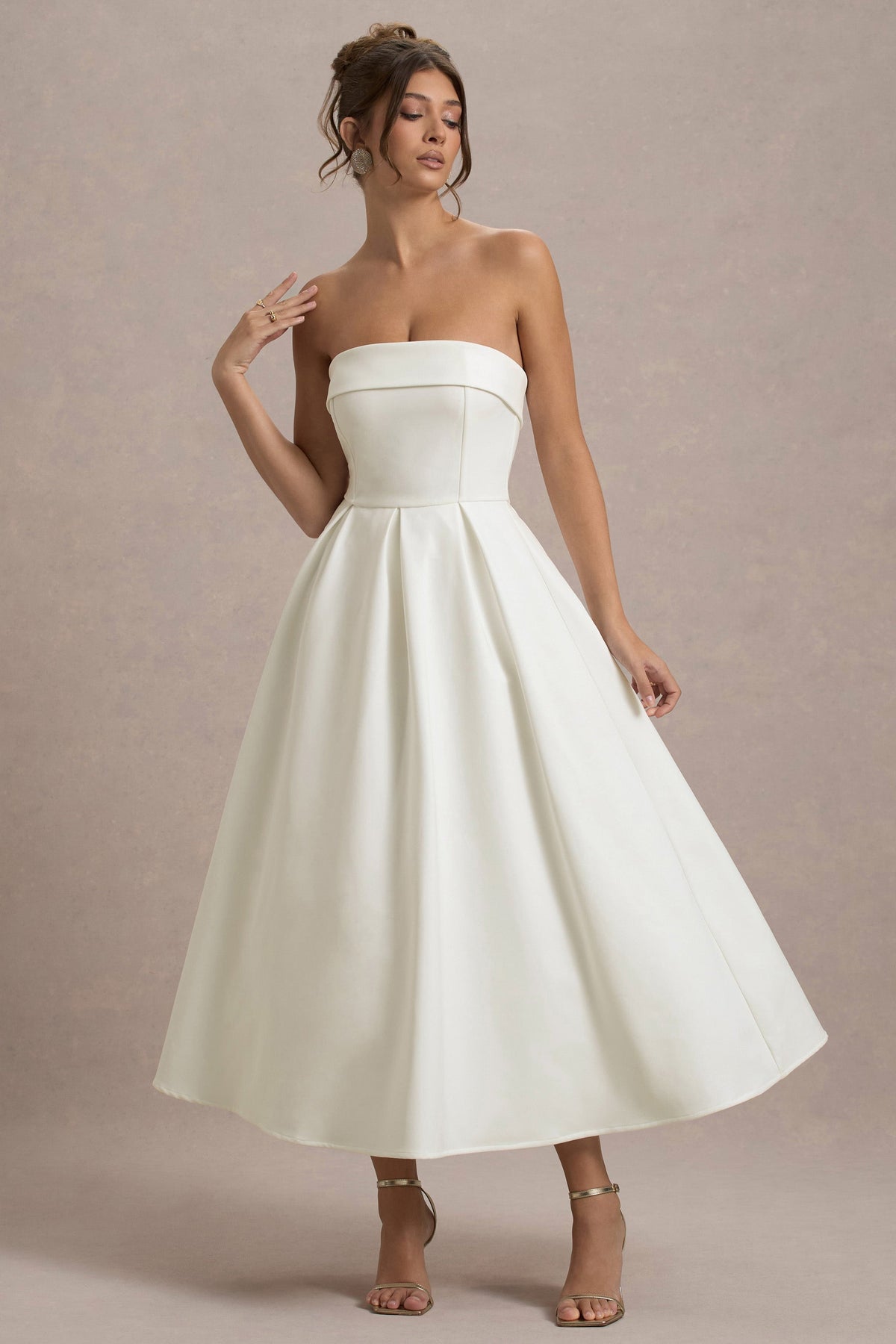 ANNE | Stylish Midi Dress with Off-the-Shoulder Neckline