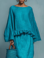 Sofia Ruffled Blouse and Straight Skirt Suit