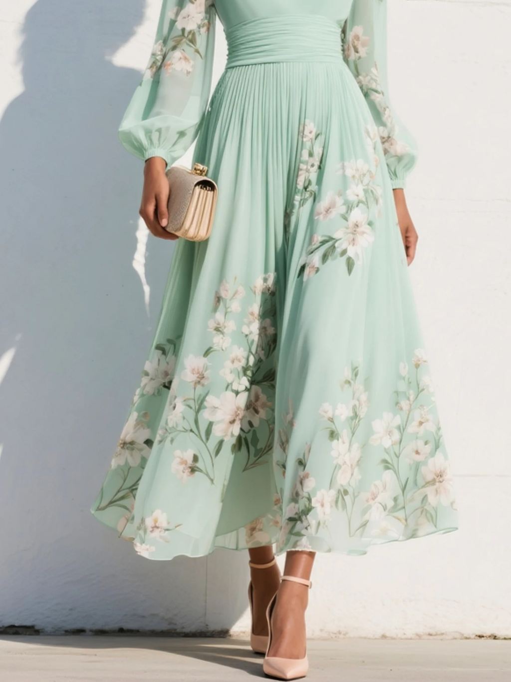 Delia – Floral Midi Dress with Flowing Silhouette