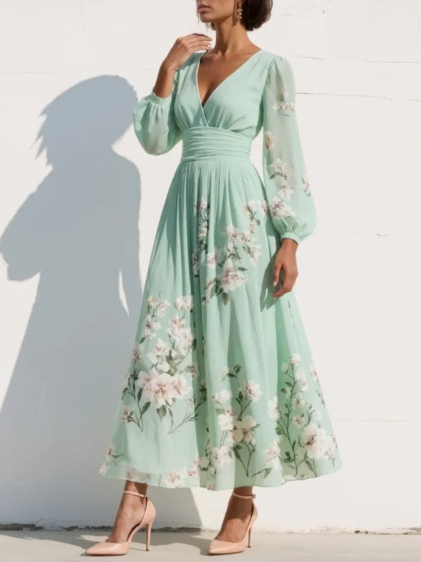 Delia – Floral Midi Dress with Flowing Silhouette