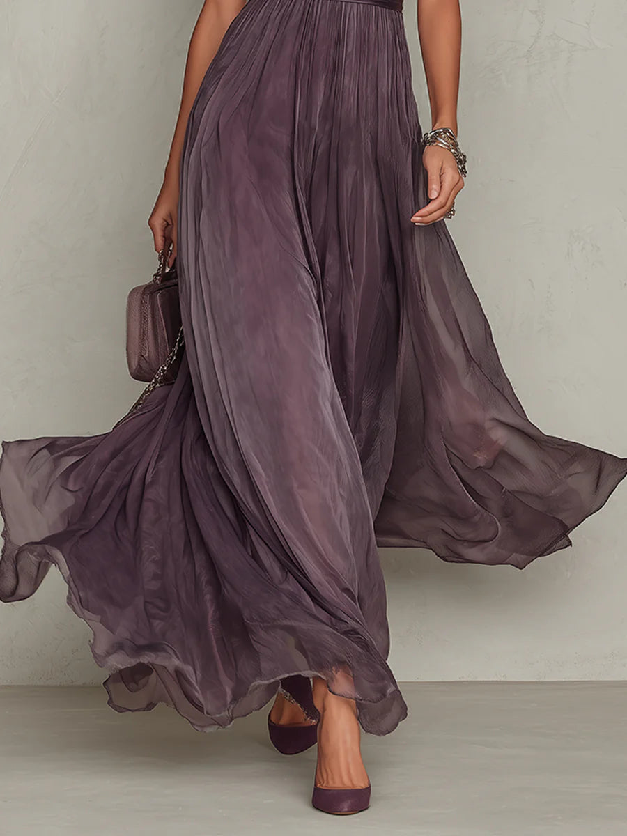 FLAVIA | Vintage Elegant Chiffon Maxi Dress