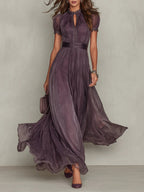 FLAVIA | Vintage Elegant Chiffon Maxi Dress