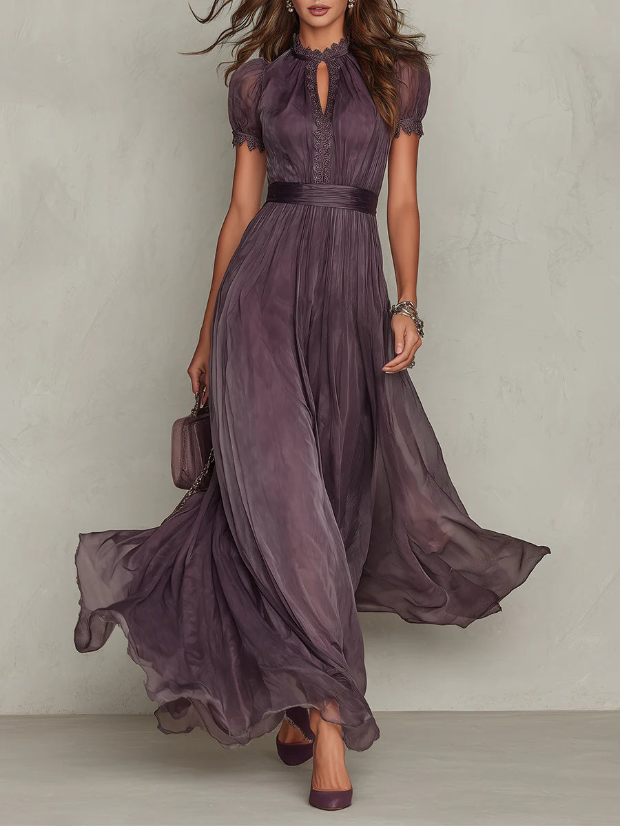 FLAVIA | Vintage Elegant Chiffon Maxi Dress