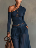 Celeste One-Shoulder Top and Tulle Skirt Set