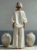 Isabella Textured Top and Wide-leg Pants Set