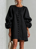 Florence Floral Button-Front Mini Dress Black