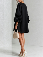 Florence Floral Button-Front Mini Dress Black