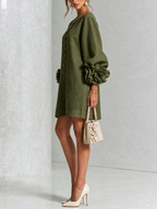 Florence Floral Button-Front Mini Dress Green