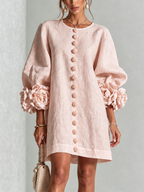 Florence Floral Button-Front Mini Dress Pink