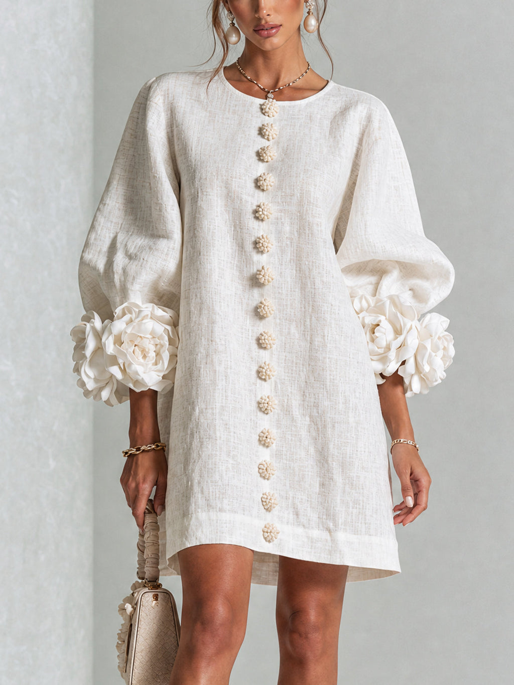 Florence Floral Button-Front Mini Dress