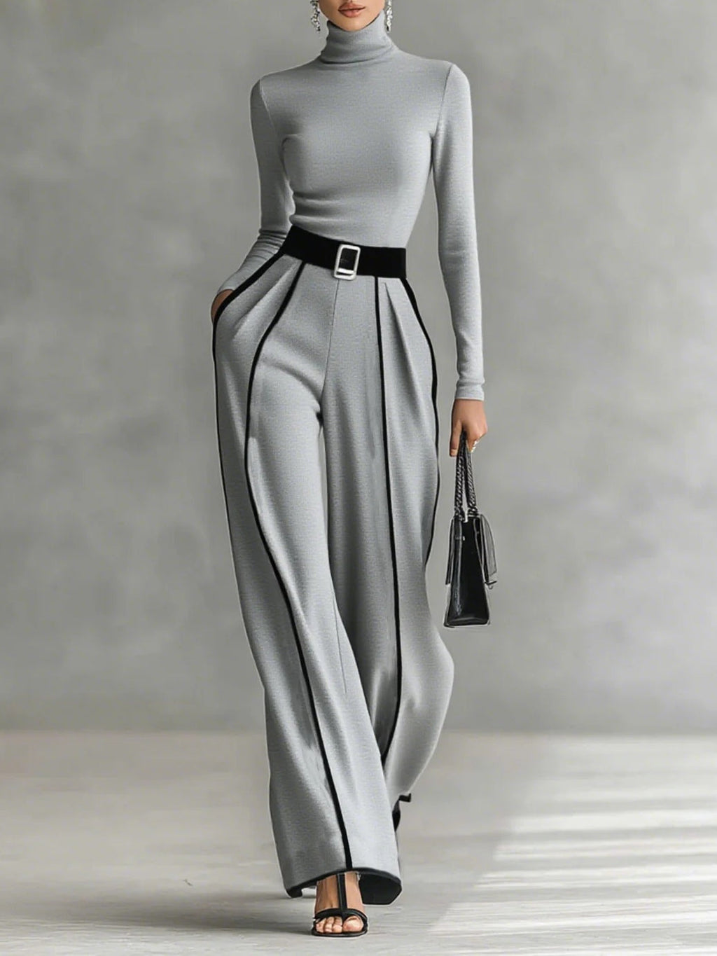 Adèle High Neck Set Gray