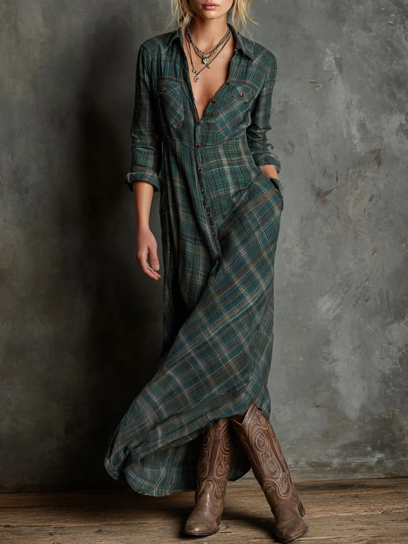 Margaux Long Shirt Dress Green