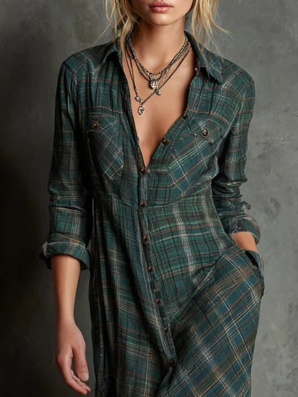 Margaux Long Shirt Dress Green