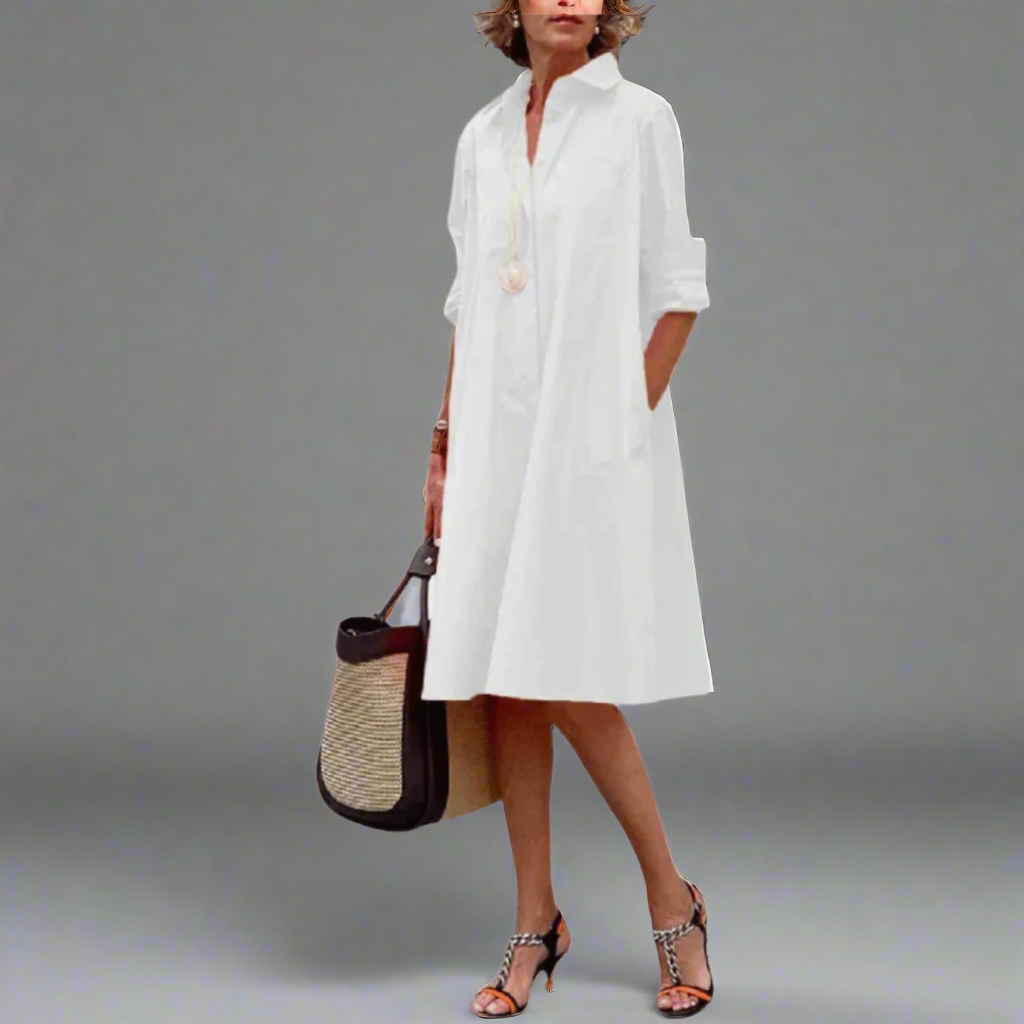 Zola | Women's Cotton Oversized Collared Shirt Dress Casual