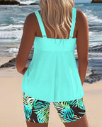 Daphne | Bright Ribbed Tankini Shorts