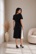 ELVENA™ | Pleated Panel Midi Dress