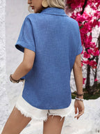 Zandra™ | Comfortable Short Sleeve Button Blouse