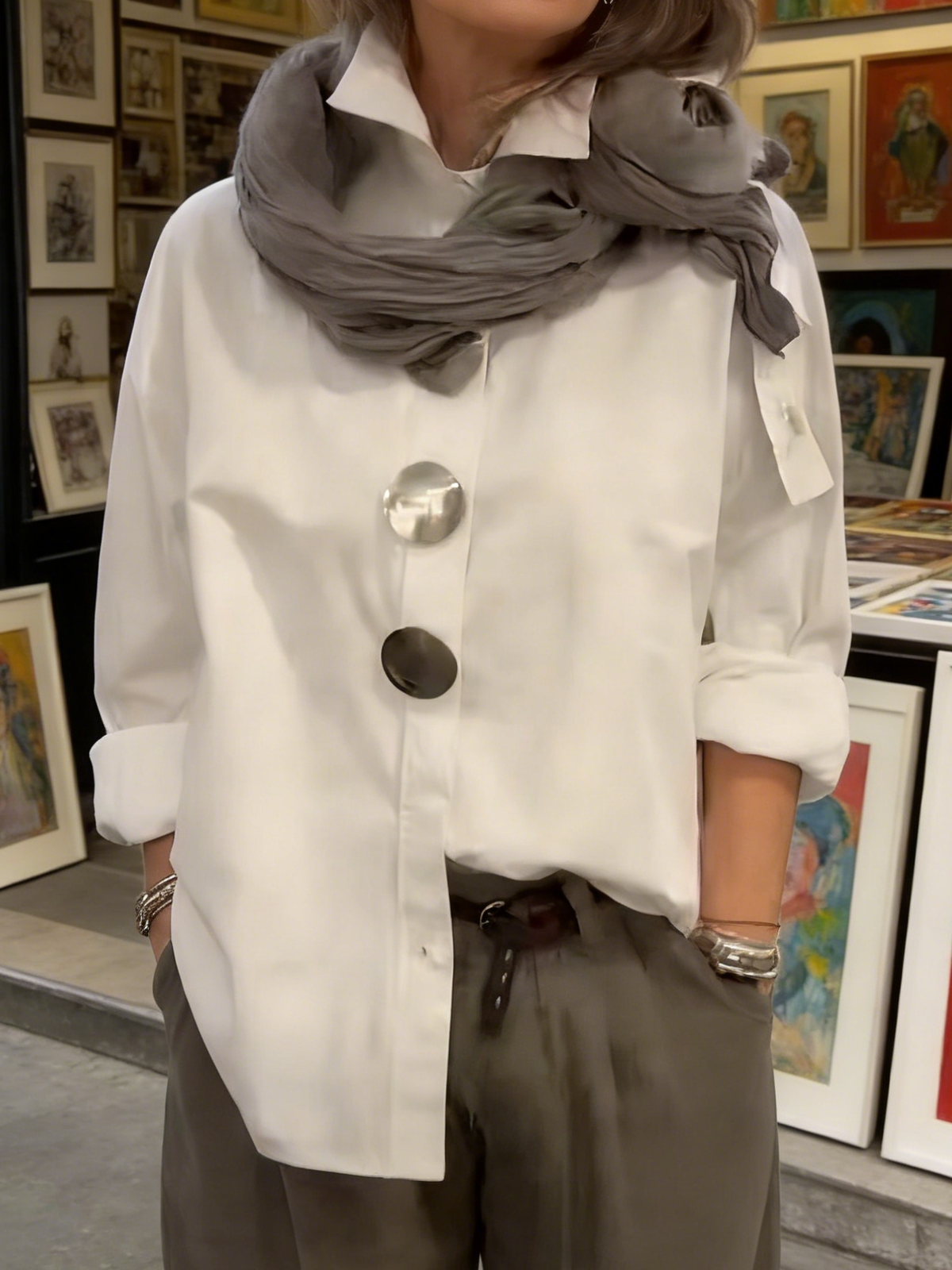 Honor | Statement Button Stand Collar Blouse