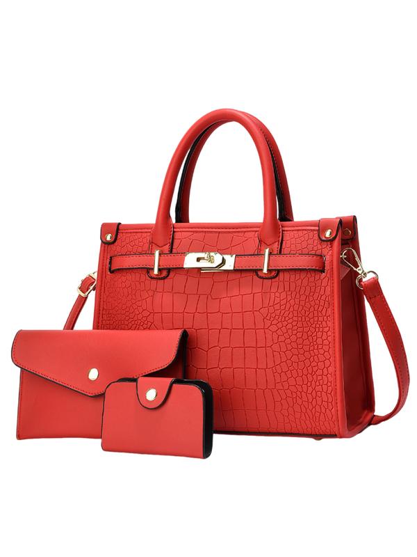 Dorothea | Crocodile Embossed Large Capacity Crossbody Handbag Set