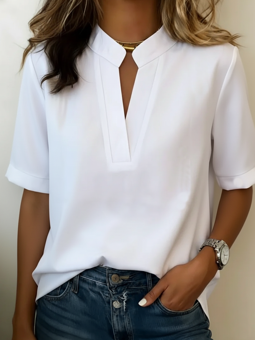 Lydia | Blusa Elegante Con Cuello En V Y Detalles Dorados