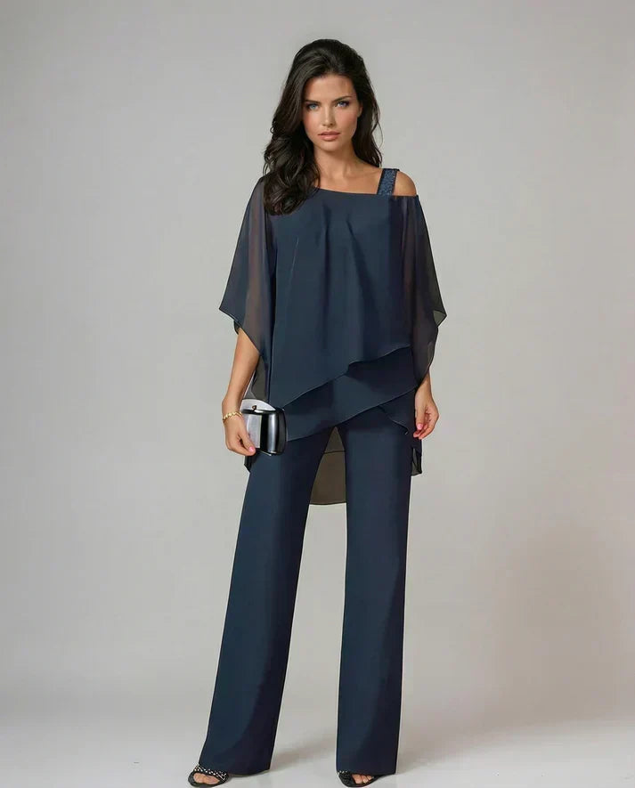 Evangeline | Flowing Two-Piece Set - Navy
