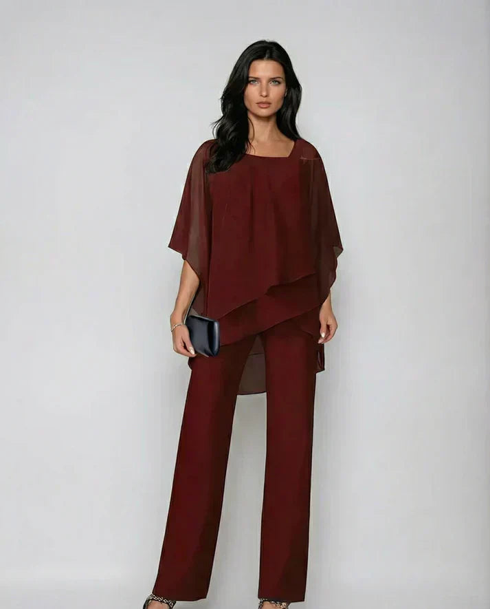 Evangeline | Flowing Two-Piece Set - Red