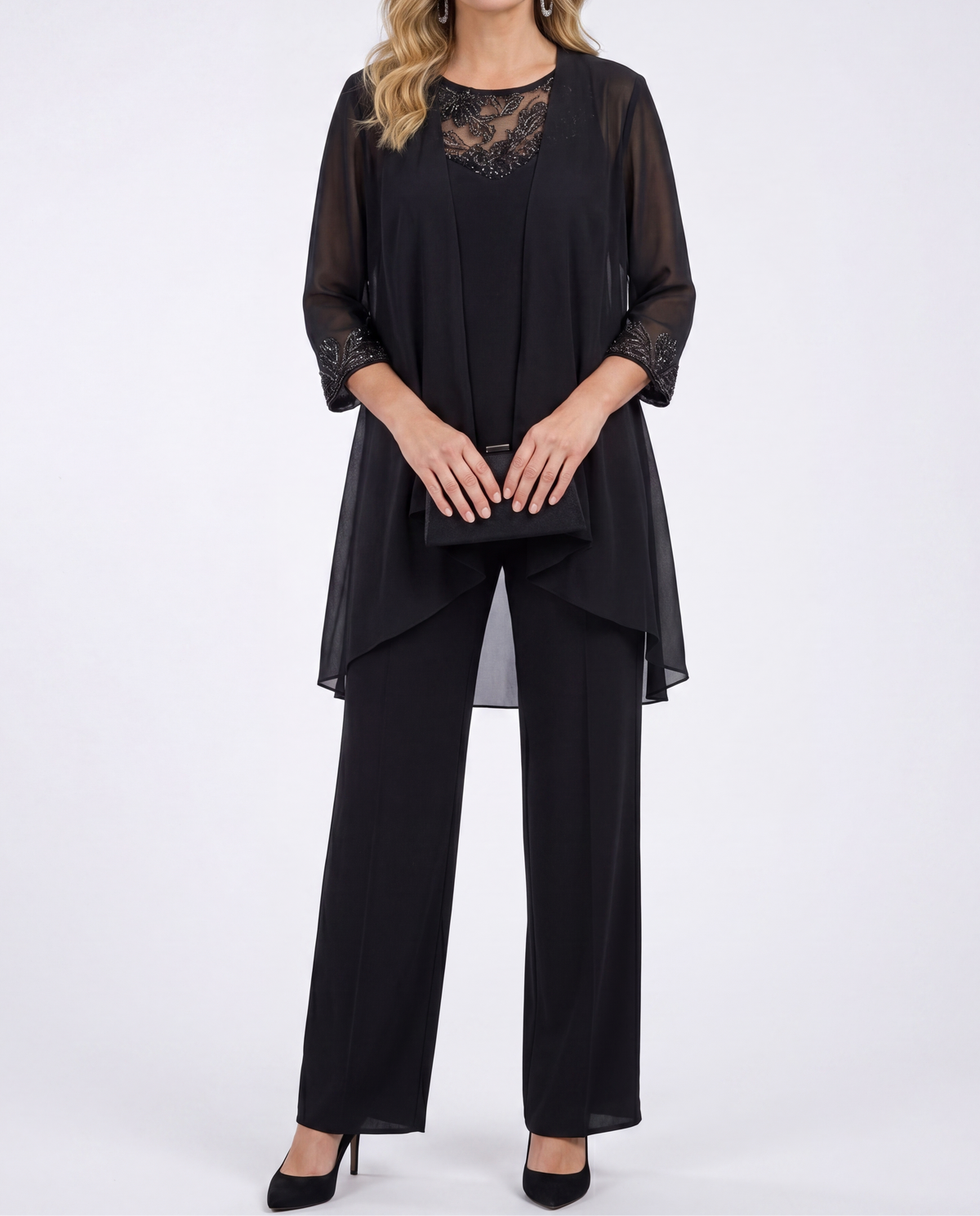 Eleanor™ | Flowing Jacket & Wide-Leg Pant Set - Black