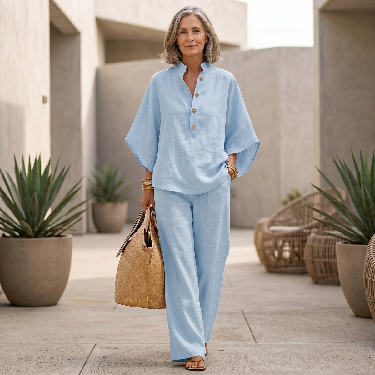 Ottilie | Linen Batwing Sleeves Set