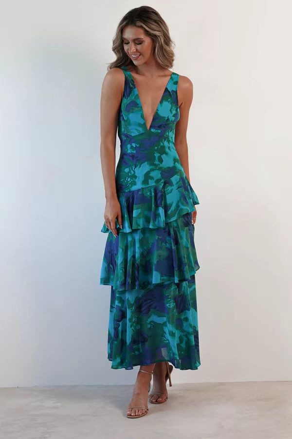 LISA | Floral Flounce Maxi Dress