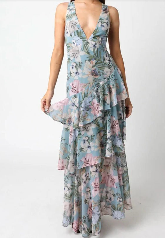 LISA | Floral Flounce Maxi Dress