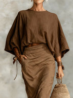 Lila Batwing Sleeve Top and Long Skirt Set