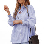 SARAH™ – Modern Striped Button Shirt
