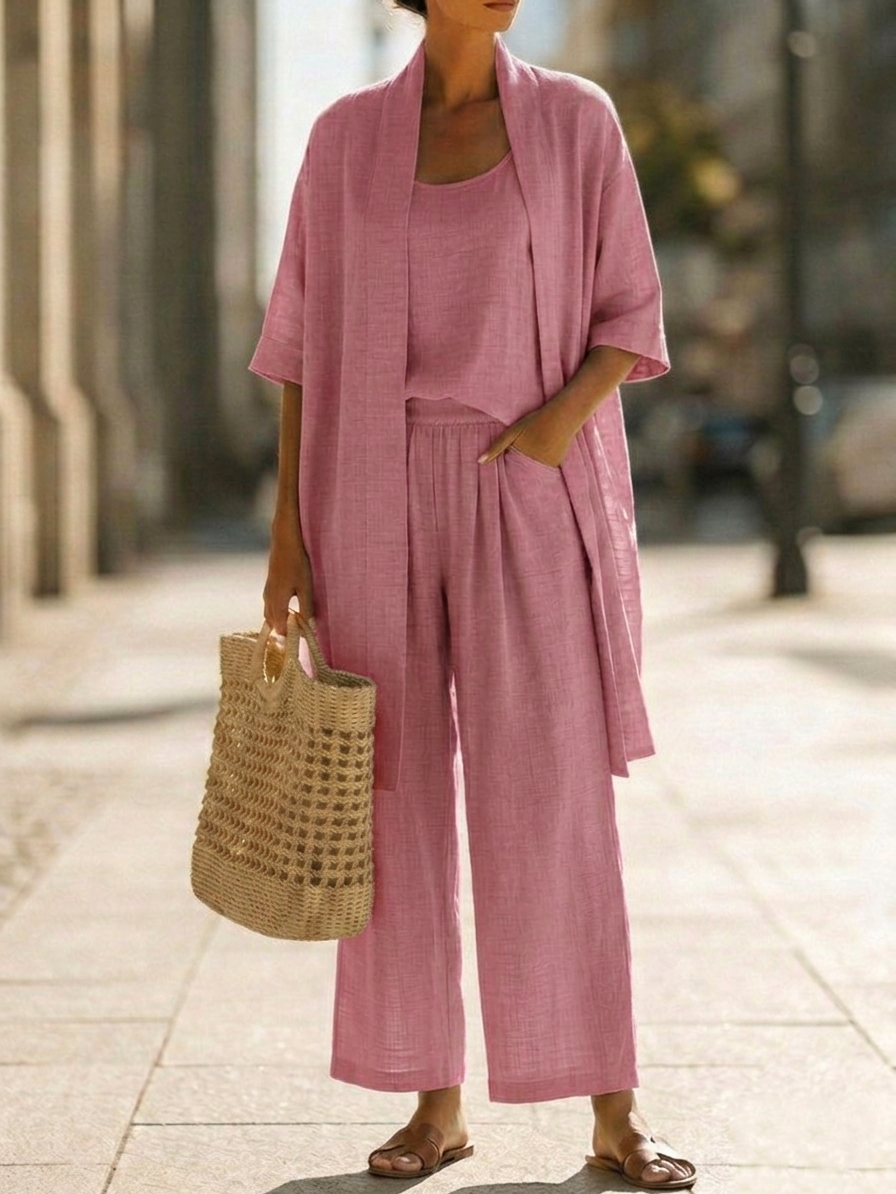 Elodie | Effortlessly Elegant Three-Piece Set - Pink