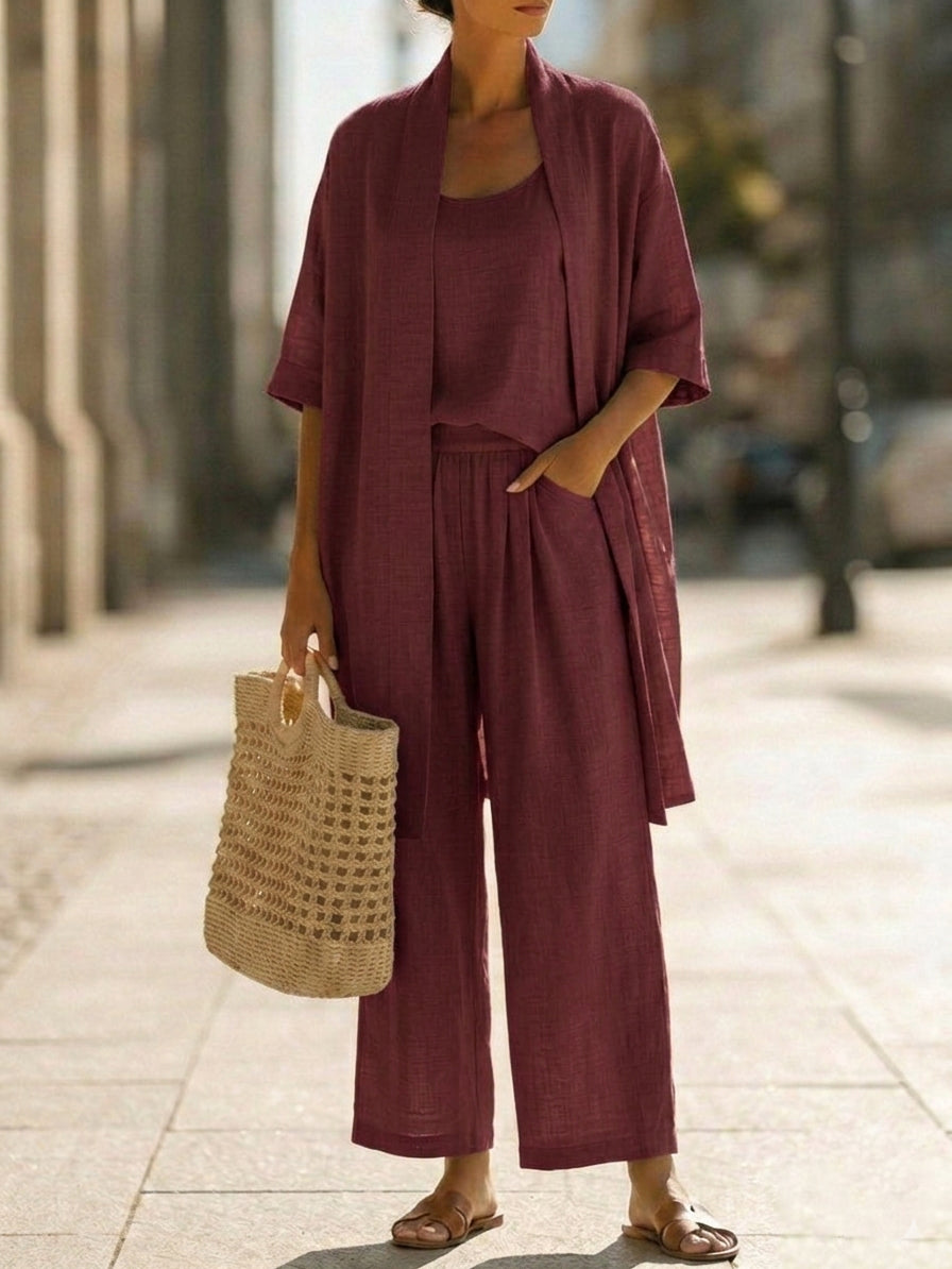 Isa | Effortlessly Elegant Three-Piece Set - Burgundy