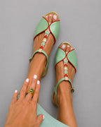 PEARL | Heart Detail Slingback Sandals