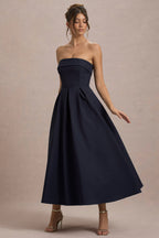 ANNE | Stylish Midi Dress with Off-the-Shoulder Neckline