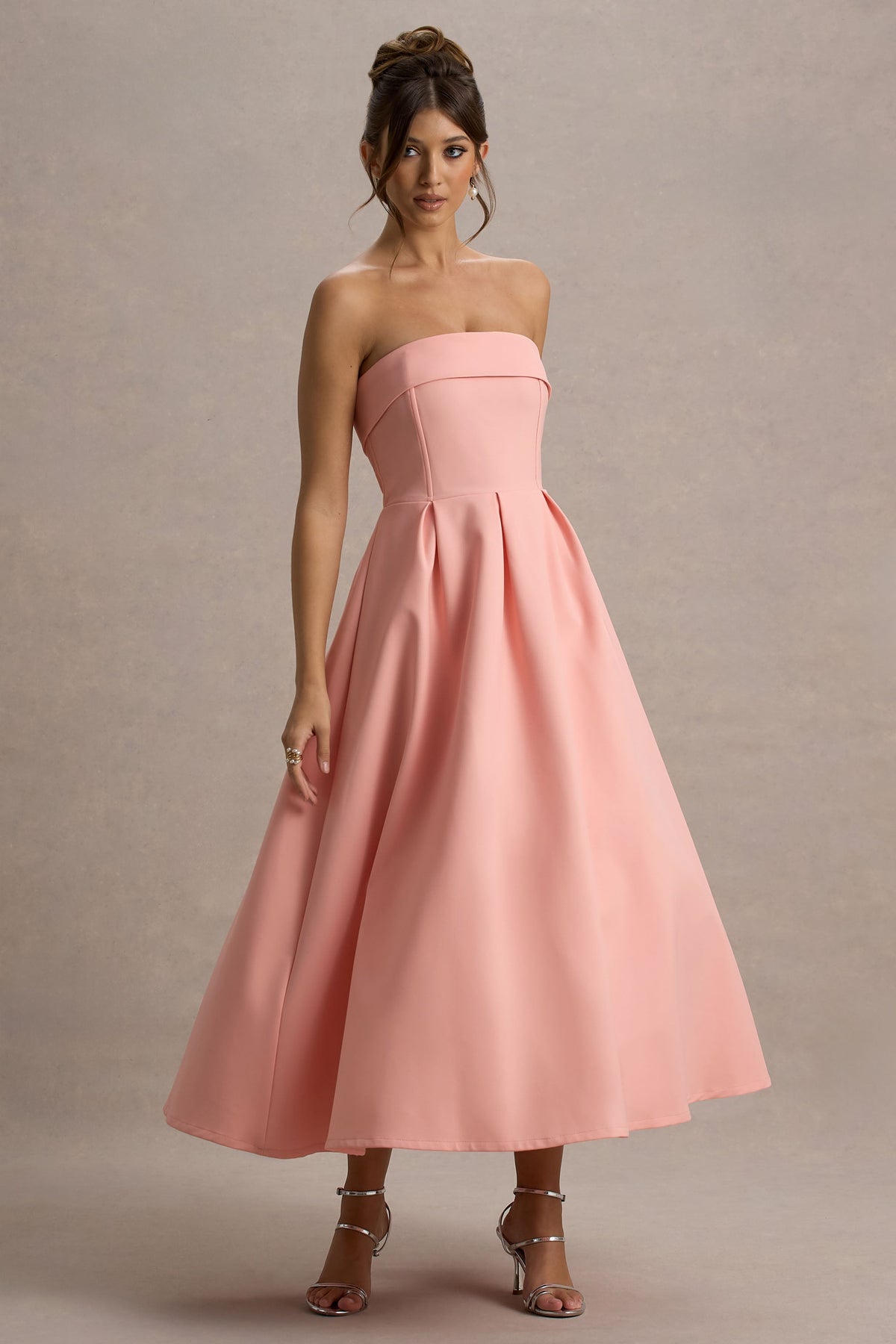 ANNE | Stylish Midi Dress with Off-the-Shoulder Neckline