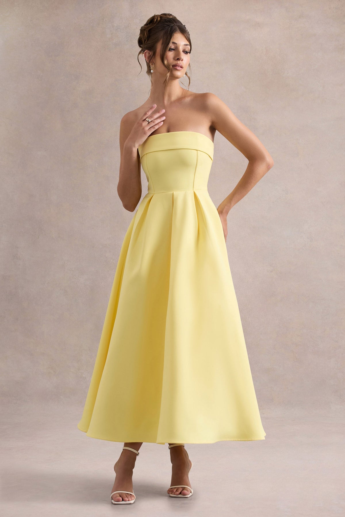 ANNE | Stylish Midi Dress with Off-the-Shoulder Neckline