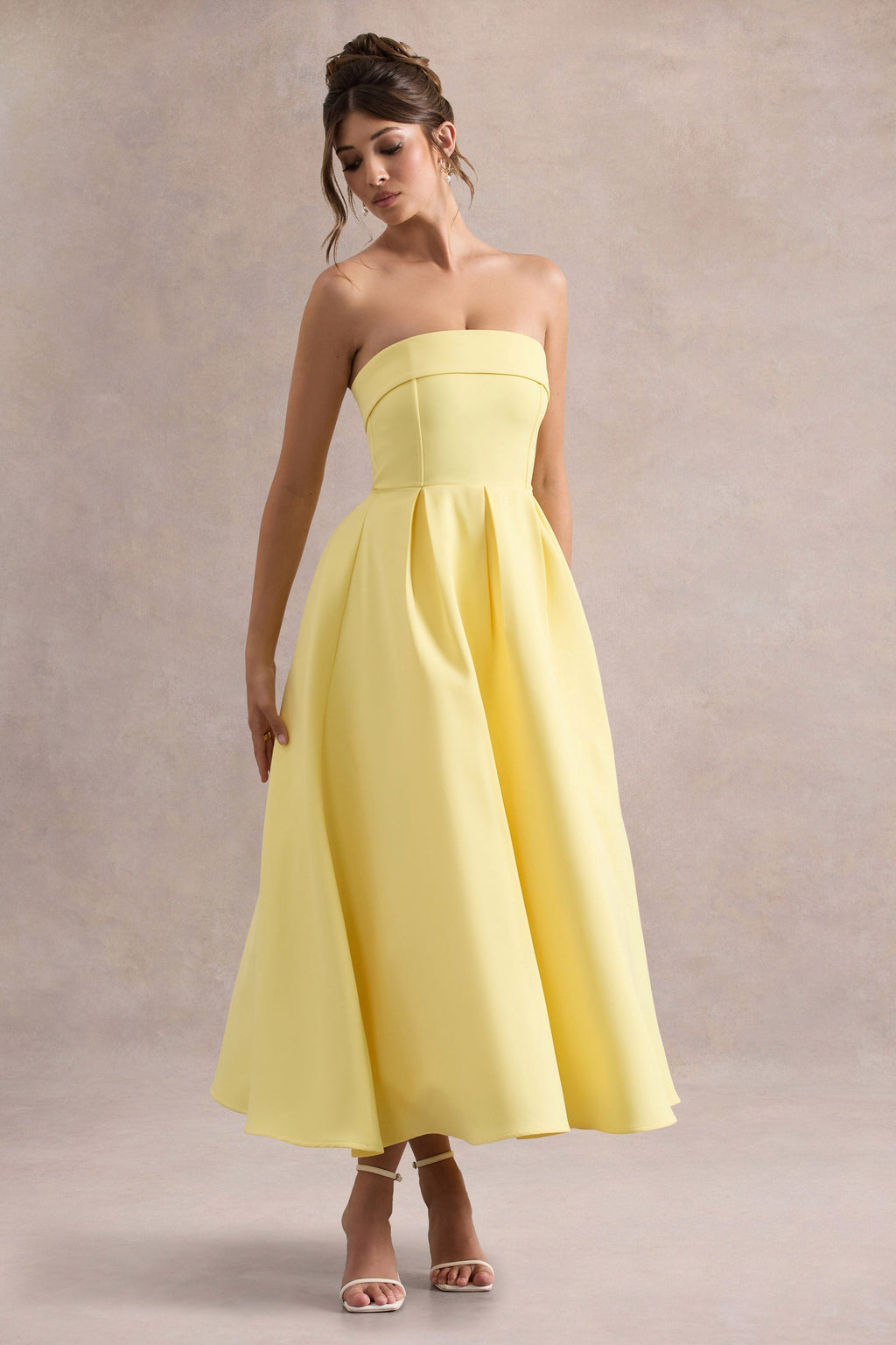 ANNE | Stylish Midi Dress with Off-the-Shoulder Neckline