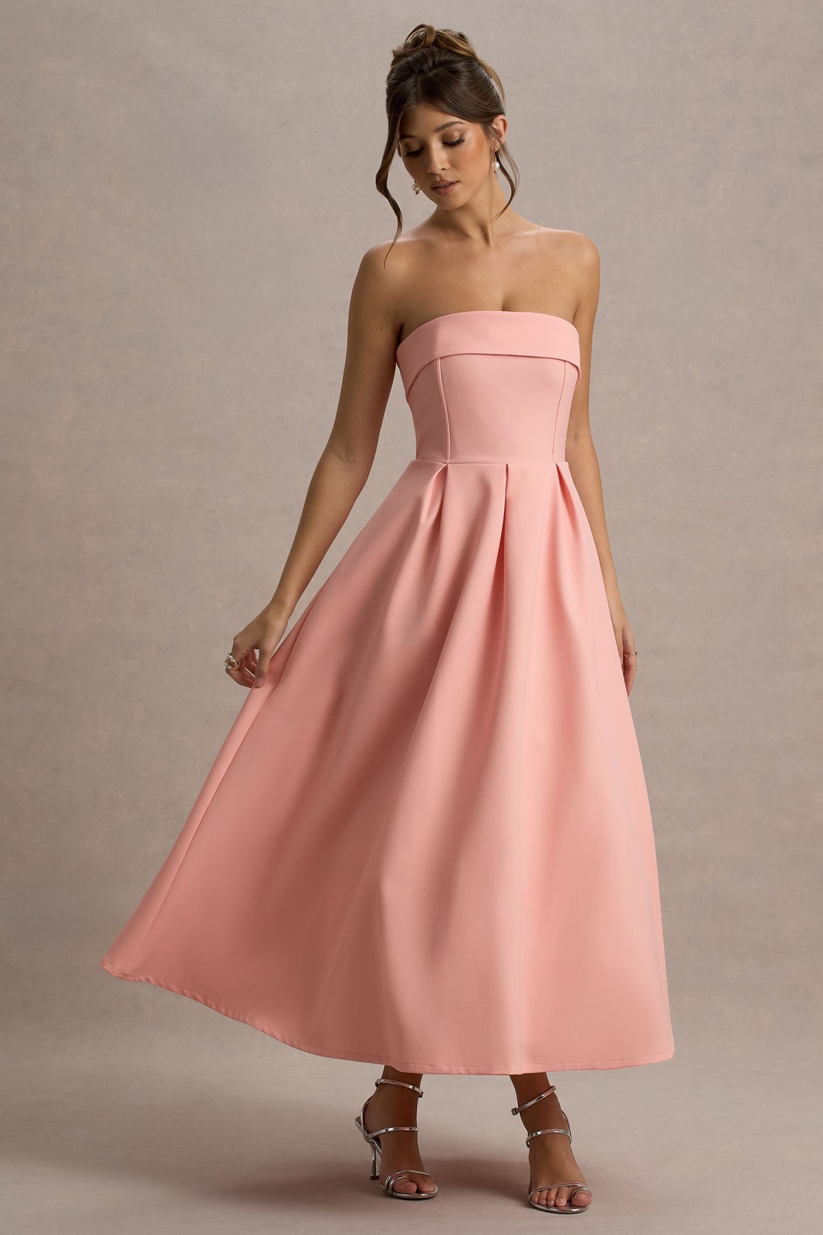 ANNE | Stylish Midi Dress with Off-the-Shoulder Neckline