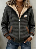 Sandra Sherpa-Lined Quilted Zip-Up Hooded Jacket - Gray 1