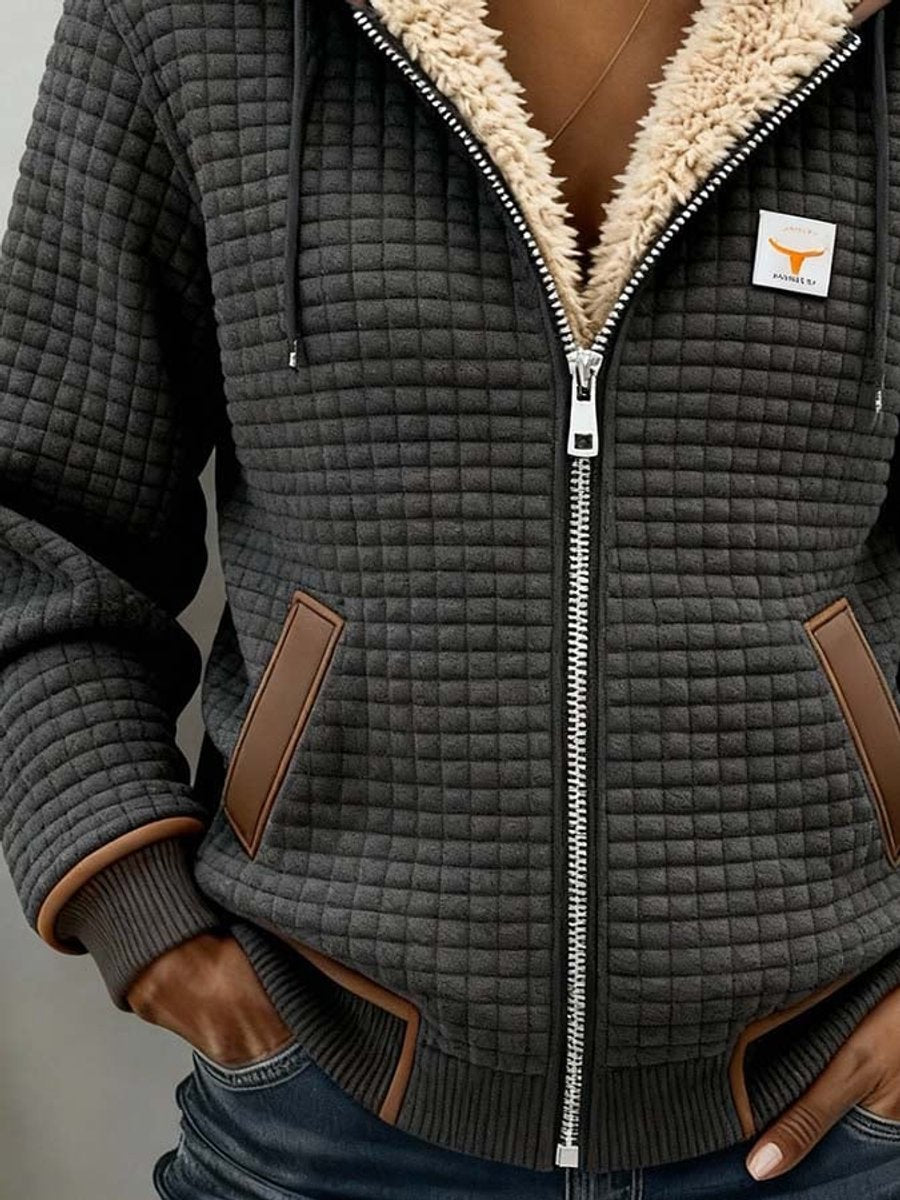 Sandra Sherpa-Lined Quilted Zip-Up Hooded Jacket - Gray 3